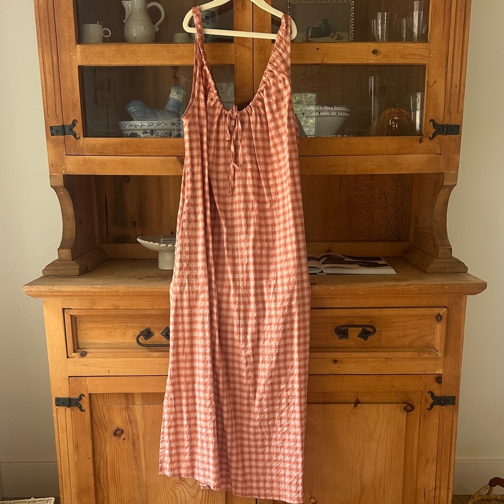 Opia Pink Gingham Midi Sundress